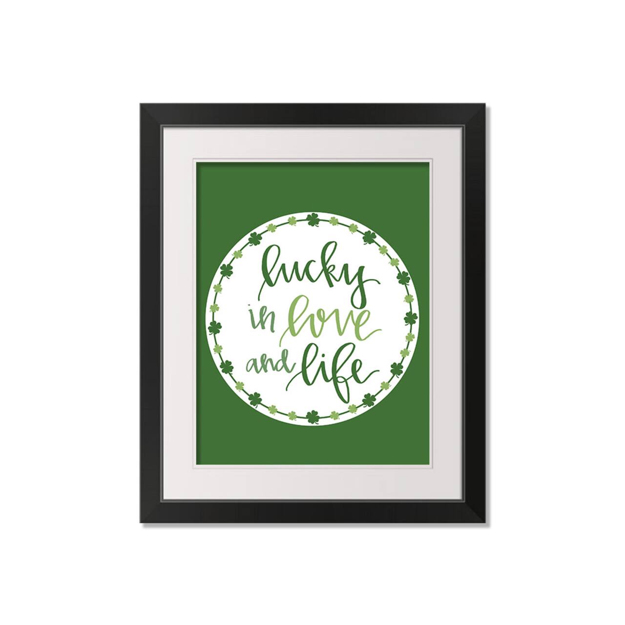 Luck Love Life Clover 16" x 20" Black Framed Print Under Plexiglass